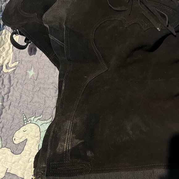 Hobby Horse Black Fringe Chaps Large Long - Picture 3 of 3